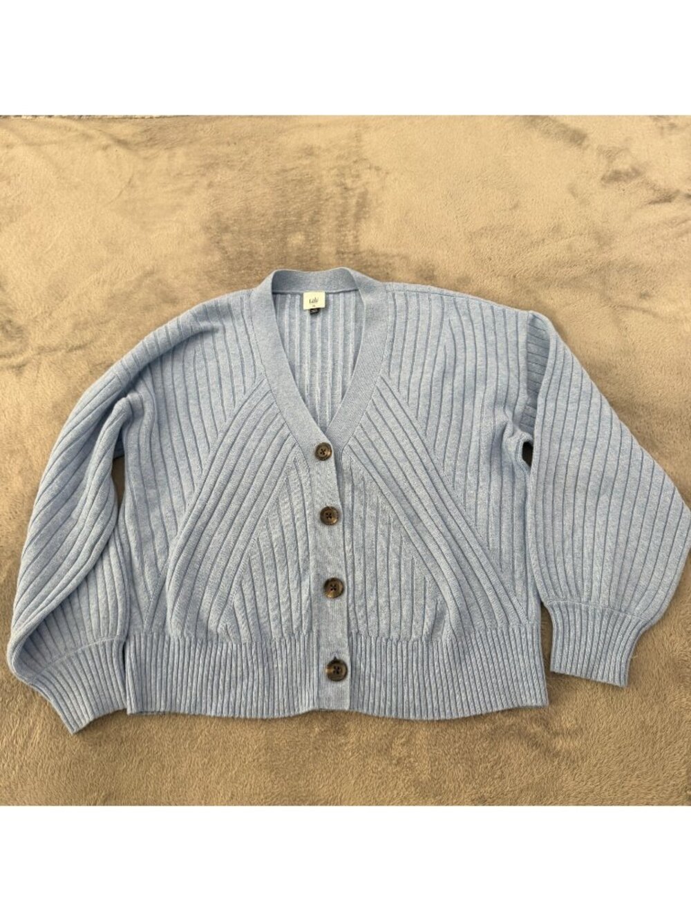 Cabi Blue Sweater Ribbed Button Up Cardigan Womens XL 5831